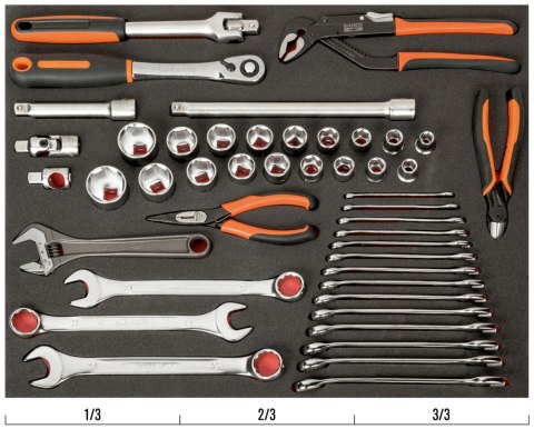 BAHCO Wkład narzędziowy, nasadki i klucze, 46 elementów BAHCO