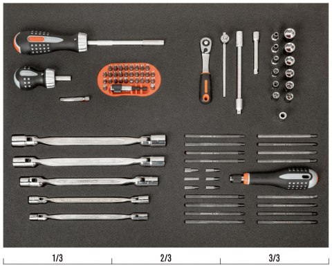 BAHCO Wkład narzędziowy: wkrętaki, nasadki i bity, 89 szt. BAHCO