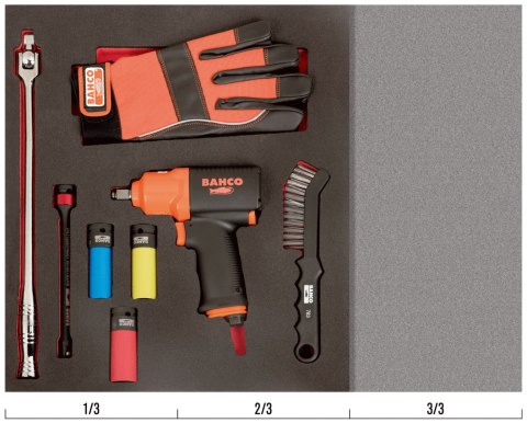 BAHCO Zestaw kluczy pneumatycznych 1/2'' z nasadkami udarowymi, 9 el. BAHCO