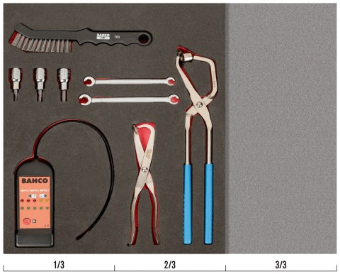 BAHCO Zestaw narzędziowy - pilniki warsztatowe, narzędzia do pobijania, klucze nasadkowe, szczypce boczne, kombinerki, szczypce płaski
