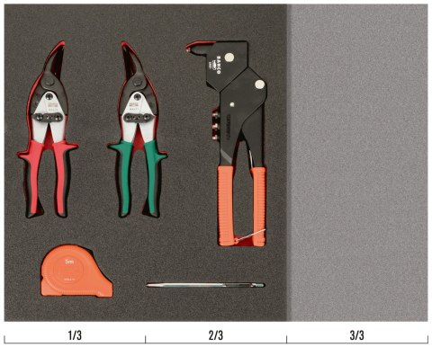 BAHCO Zestaw narzędziowy - szczypce, nożyce do blachy, nitownica, miara zwijana, 5 elementów BAHCO