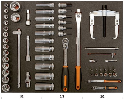 BAHCO Zestaw nasadek 1/4" + 1/2", 58 elementów BAHCO