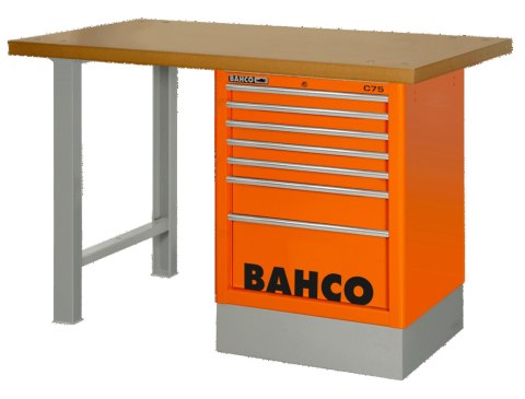 BAHCO Stół warsztatowy 6 szuflad z blatem MDF 1500x750x1030 mm (pomarańczowy) BAHCO