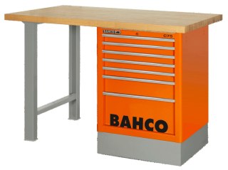 BAHCO Stół warsztatowy 6 szuflad z blatem drewnianym 1800x750x1030 mm (pomarańczowy) BAHCO