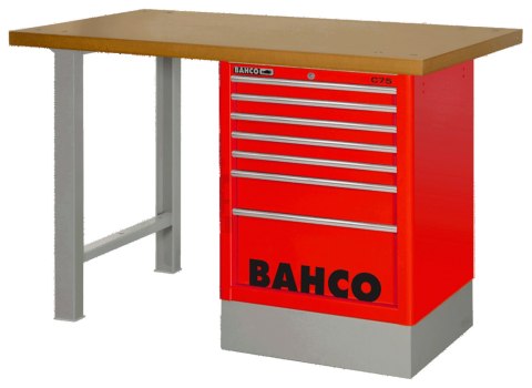 BAHCO Stół warsztatowy 7 szuflad z blatem MDF 1500x750x1030 mm (czerwony) BAHCO