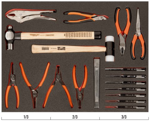 BAHCO Wkład narzędziowy - szczypce i narzędzia do pobijania, 18 elementów BAHCO