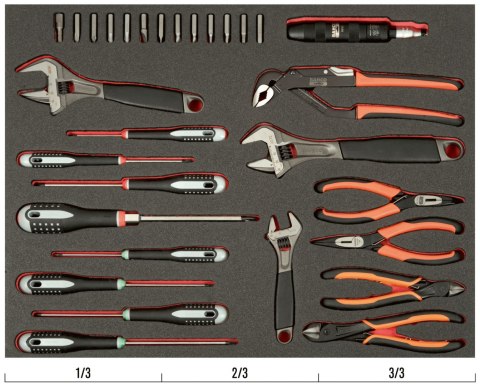 BAHCO Wkład narzędziowy - wkretaki PH, TORX, szczypce, klucze nastawne - 28 el. BAHCO