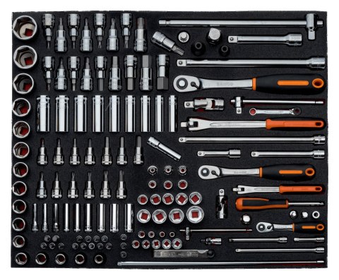 BAHCO Zestaw nasadek 1/4" + 1/2" + 3/8" w wytłoczce - 168 el. BAHCO