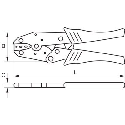 BAHCO Szczypce zaciskające grzechotkowe do złączy izolowanych z metalową pętlą - 225 mm, zaciskanie 0.5-6.0 mm² BAHCO