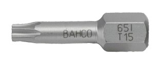 BAHCO Końcówki do wkrętaka obrotowego TORX® T15 ze stali nierdzewnej, 25 mm - 5 sztuk BAHCO