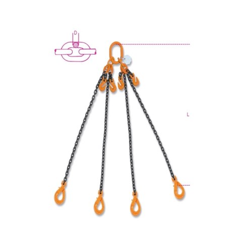 Beta Zawiesie łańcuchowe 4-cięgnowe 10 mm, dł. 1 m, WLL 6,7 t Robur