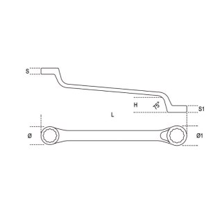 Beta Klucz oczkowy odsadzony dwustronny 10x12 mm, 90 Beta