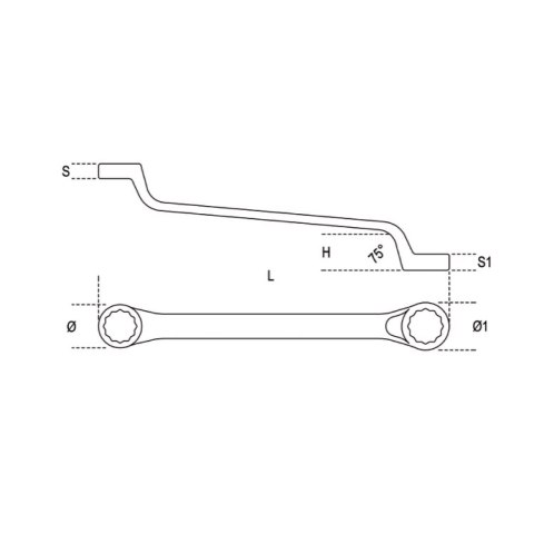 Beta Klucz oczkowy odsadzony dwustronny 14x15 mm, 90 Beta