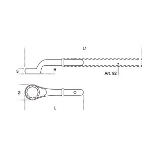 Beta Klucz oczkowy odsadzony jednostronny 100 mm, 91 Beta