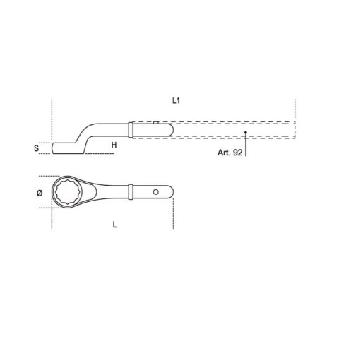 Beta Klucz oczkowy odsadzony jednostronny 100 mm, 91 Beta