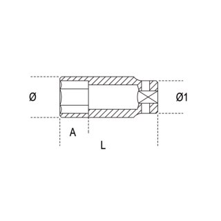 Beta Nasadka udarowa 3/4" 6-kątna długa 19 mm fosforowana, 728L Beta