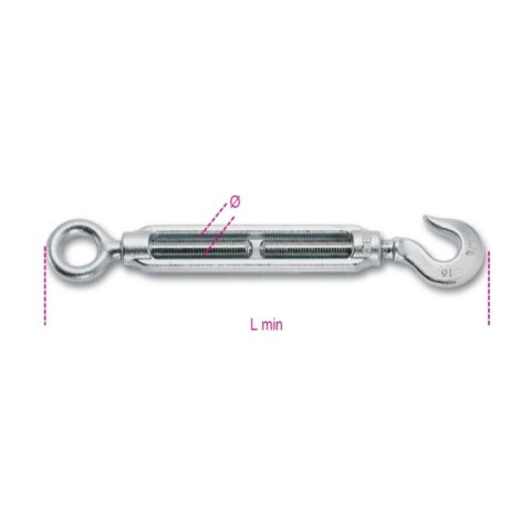 Beta Nakrętka napinająca ucho-hak (śruba rzymska) ocynkowana M10, WFL 140 kg, L 204 mm Robur