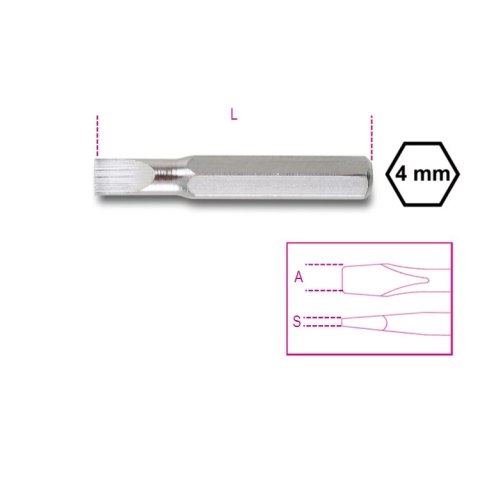 Beta Bit 4 mm do śrub płaskich 0,25x0,8 mm, 1256LP Beta