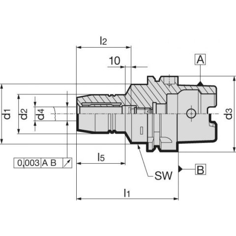 GÜHRING Uchwyt zacisk.hydraulicz. DIN69893A HSK-A63 10x80mm GÜHRING