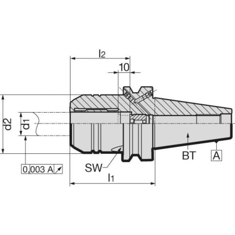 GÜHRING Uchwyt zacisk.hydraulicz. JIS6339 ADB BT40 20x72,5mm ciężki GÜHRING