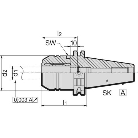 GÜHRING Uchwyt zacisk.hydraulicz. DIN69871ADB SK40, 20x64,5mm ciężki GÜHRING