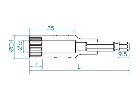 King Tony NASADKA DŁUGA 12-KĄTNA DO WKRĘTAREK 1/4" 10mm x 80mm King Tony