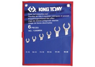 King Tony ZESTAW KLUCZY DO PRZEWODÓW HAMULCOWYCH 6cz. 8 - 22mm, ETUI King Tony