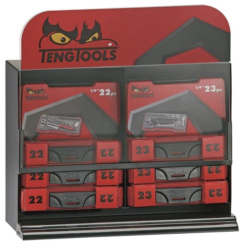 Teng Tools Pojemnik ekspozycyjny z zestawami kluczy nasadowych 1/4" i wkrętaków precyzyjnych Teng Tools MIBT2M01