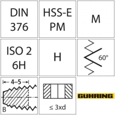 GÜHRING Gwintowniki maszynowe D376B H PM TiAlN M 24,0 Gühring