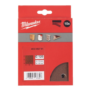 Milwaukee papier ścierny 115mm x 107mm 10 otworów p120 /10szt. 4932492761