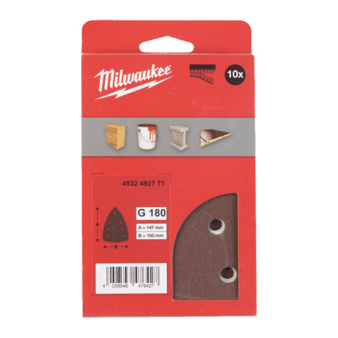 Milwaukee papier ścierny delta 100mm x 147mm 7 otworów p180 /10szt. 4932492771