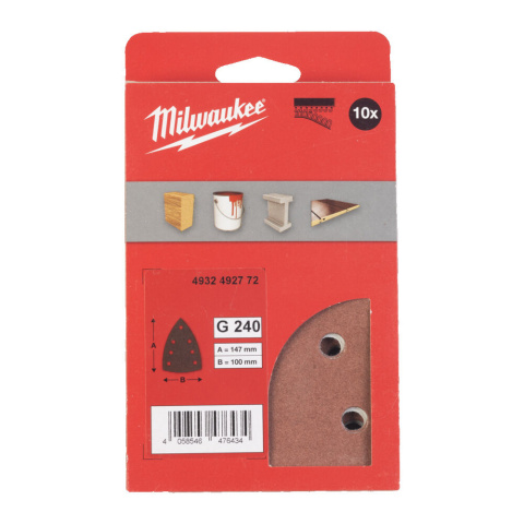 Milwaukee papier ścierny delta 100mm x 147mm 7 otworów p240 /10szt. 4932492772