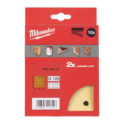 Milwaukee papier ścierny premium hp 115mm x 107mm 10 otworów p120 /10szt. 4932492245