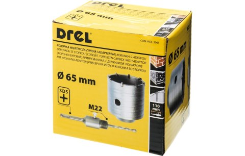 Drel Zestaw koronka wiertnicza do muru z widią i adapterem 65 mm, uchwyt SDS-plus CON-ACB-3265