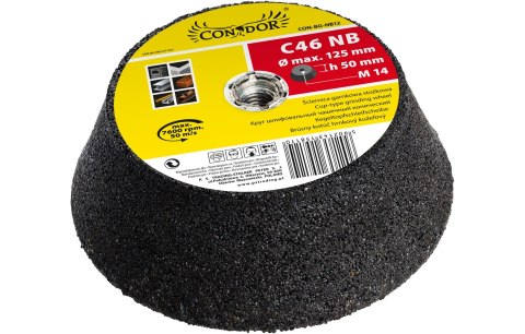 Drel Ściernica garnkowa stożkowa 125 mm, twardość NB CON-BG-NB12 Drel Ściernica garnkowa stożkowa 125 mm, twardość NB CON-BG-NB12