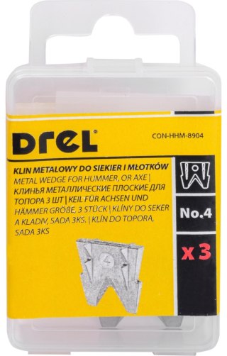 Drel Kliny do siekier i młotków nr. 4, metalowe, 3 szt. CON-HHM-8904