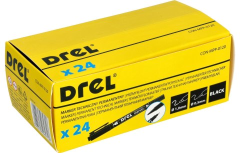 Drel Marker permanentny czarny, dwustronny 0.5 - 1.0 mm, końcówka okrągła CON-MPP-0120