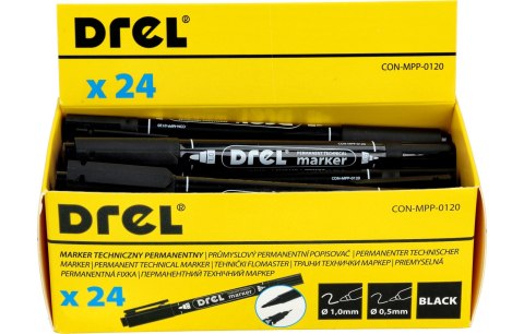 Drel Marker permanentny czarny, dwustronny 0.5 - 1.0 mm, końcówka okrągła CON-MPP-0120