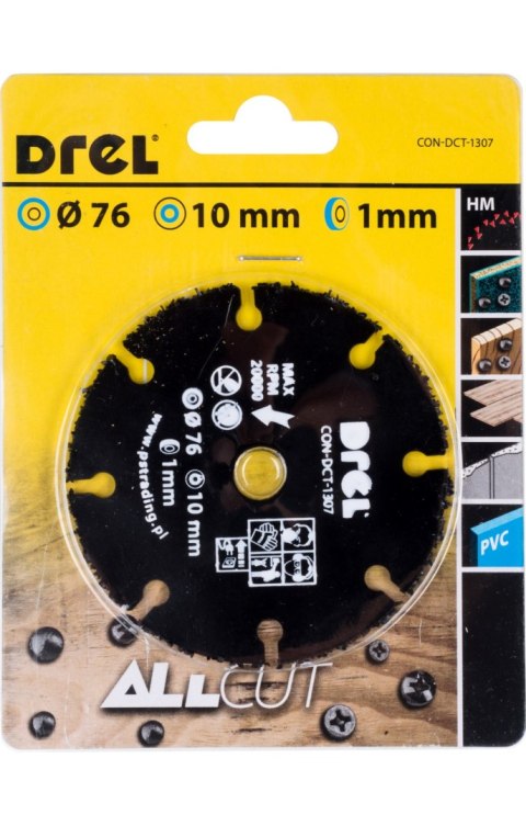 Drel Piła tarczowa do mini pilarki 76 x 10 mm, nasyp z węglika spiekanego, uniwersalna CON-DCT-1307 Drel Piła tarczowa do mini pilarki 76 x 10 mm, nasyp z węglika spiekanego, uniwersalna CON-DCT-1307
