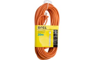 Drel Przedłużacz ogrodowy 20m, 2 x 1 mm2, 10 A, pomarańczowy, PVC, OMY, bez uziemienia CON-KCO-20210