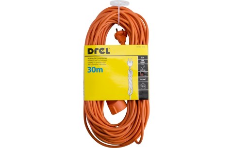 Drel Przedłużacz ogrodowy 30m, 3 x 1 mm2, 10 A, pomarańczowy, PVC, OMY, z uziemieniem CON-KCO-30310