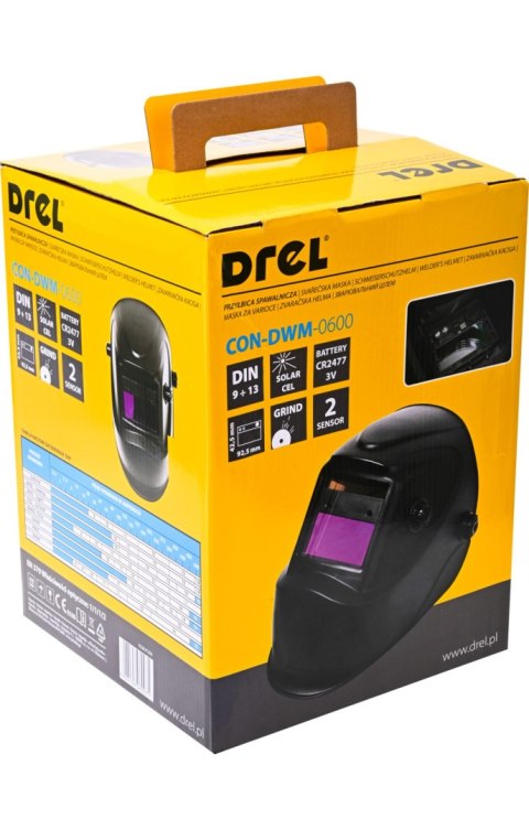 Drel Przyłbica spawalnicza samościemniająca 42 x 92mm DIN 9-13 CON-DWM-0600 Drel Przyłbica spawalnicza samościemniająca 42 x 92mm DIN 9-13 CON-DWM-0600