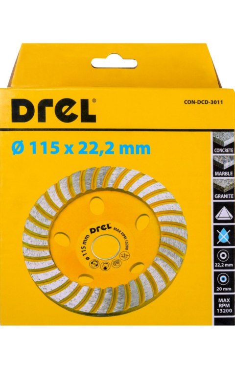 Drel Tarcza diamentowa szlifierska 115 x 22,2 mm, turbo CON-DCD-3011