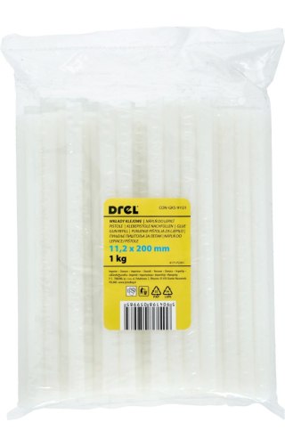 Drel Wkłady klejowe 11.2 x 200 mm, biały- mleczny, opakowanie 1 kg CON-GKS-91121