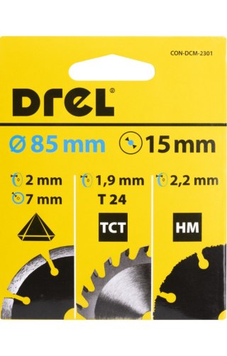 Drel Zestaw tarcz 85 x 15 mm, diamentowa segmentowa, TCT, uniwersalna, 3 szt. CON-DCM-2301