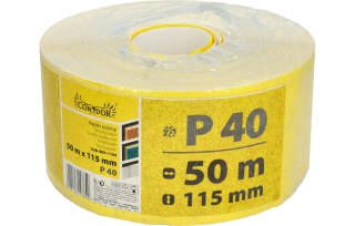 Drel Papier ścierny 115 mm, P40, żółty, 50 m, rolka CON-RRY-1104