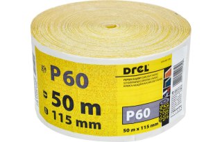 Drel Papier ścierny 115 mm, P60, żółty, 50 m, rolka CON-RRY-1106