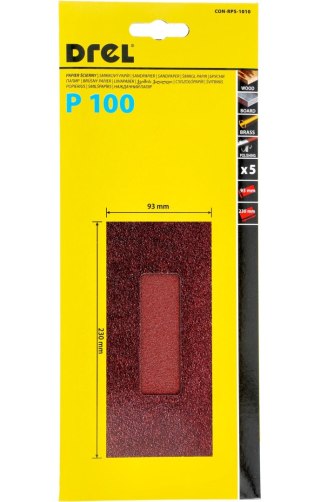 Drel Papiery ścierne 93 x 230 mm, P100, 5 szt. CON-RPS-1010