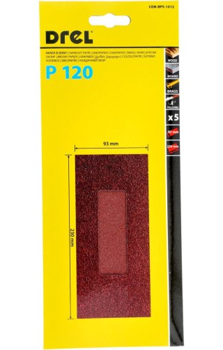 Drel Papiery ścierne 93 x 230 mm, P120, 5 szt. CON-RPS-1012