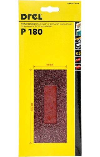 Drel Papiery ścierne 93 x 230 mm, P180, 5 szt. CON-RPS-1018
